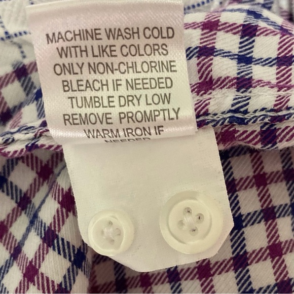 Johnston & Murphy Red and Blue Check Button Up Shirt - Picture 9 of 13